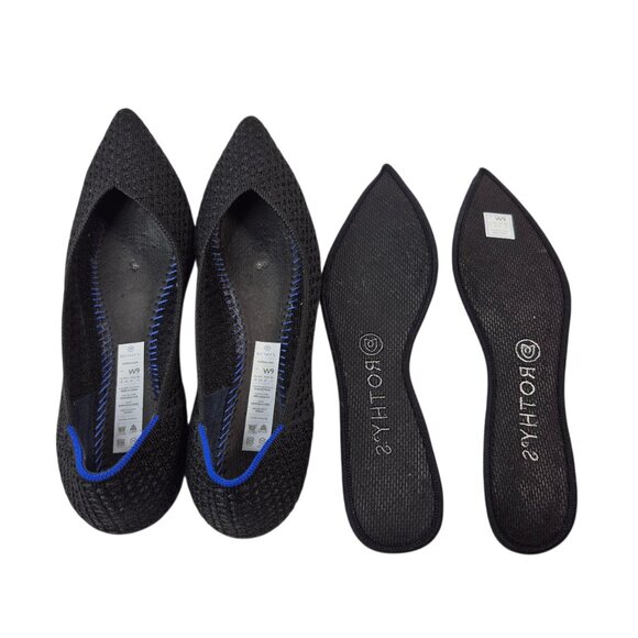 Rothys Womens The Point Flats Size 9 Black Mesh Knit Comfort Classic Career - Picture 7 of 9
